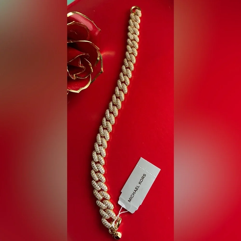 Michael Kors Gold Textured Bracelet, 925 Silver bracelet.